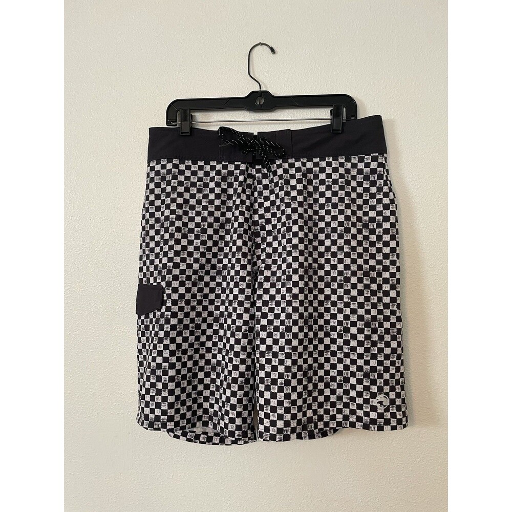 Ocean Current Board Shorts Size 34  11 in Inseam Trunks Black White Checkered